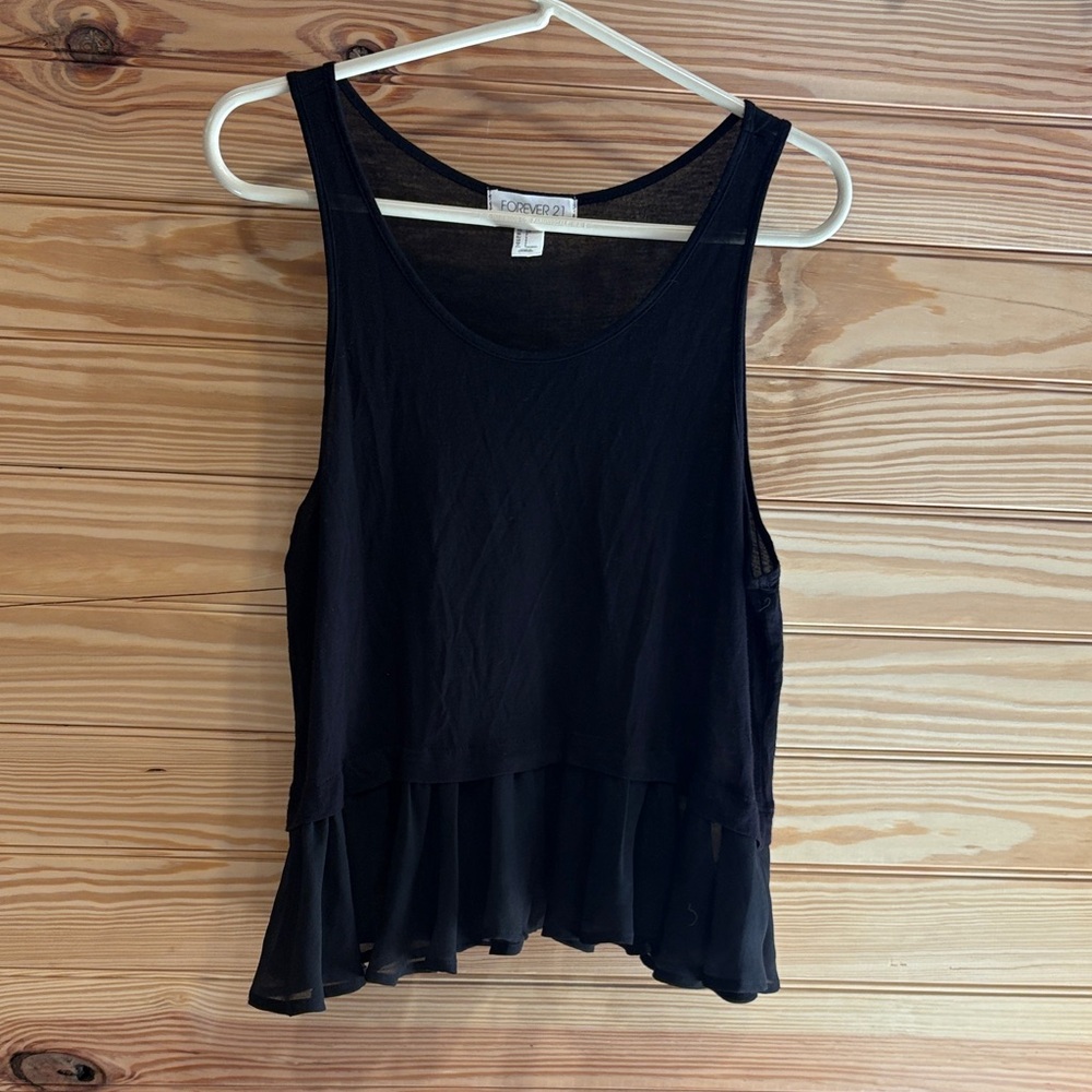 Forever 21 Black Layered Hem Tank Top